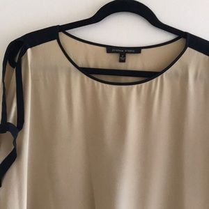 Black & Cream Silk Blouse